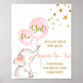 Rosa Elephant Help Mamma, adressatens tecken Poster