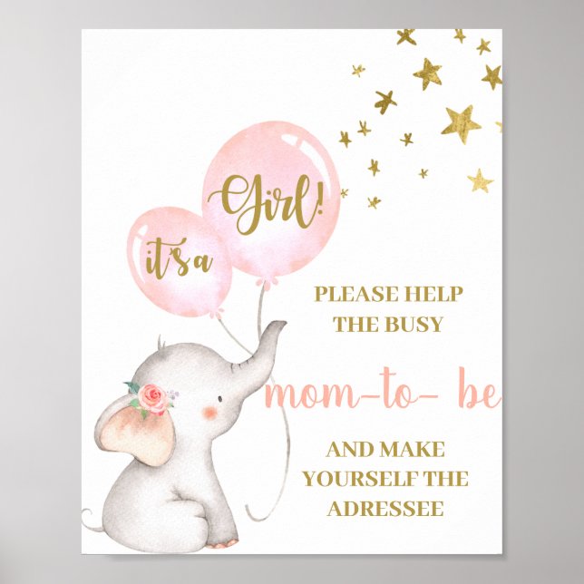 Rosa Elephant Help Mamma, adressatens tecken Poster (Framsidan)