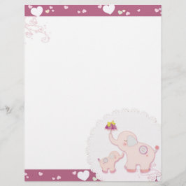 Rosa Elephant Kärlek Whimsical Scrapbook Letterhea
