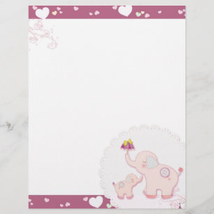 Rosa Elephant Kärlek Whimsical Scrapbook Letterhea