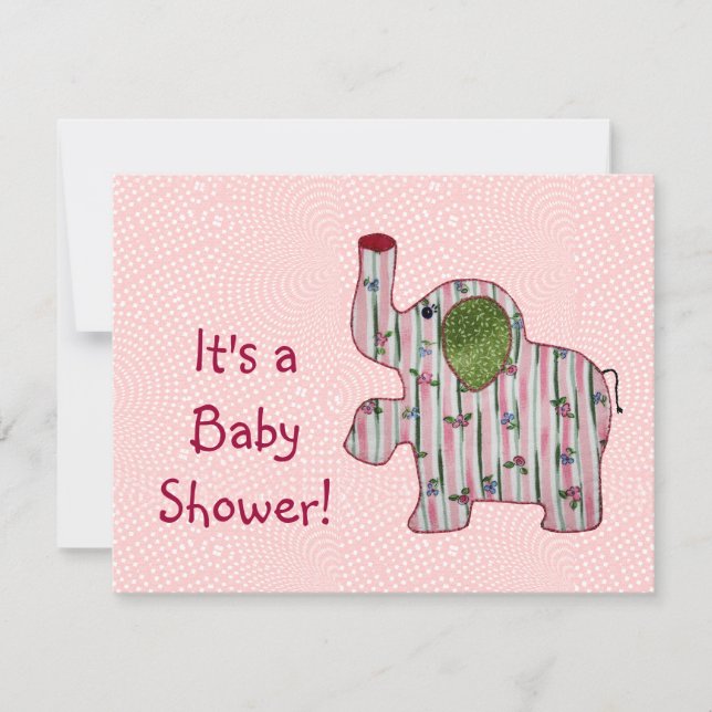 Rosa Elephant Land Baby Shower-inbjudan - platta Inbjudningar (Framsida)