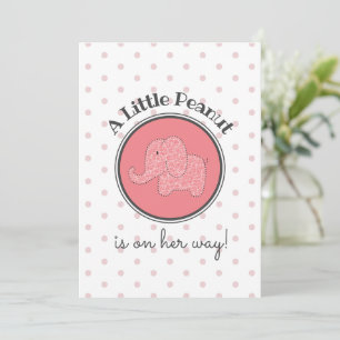 Rosa Elephant Little Peanut Dots Flicka Shower Inbjudningar