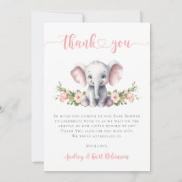 Rosa Elephant Little Peanut Flicka Shower Tack Kort