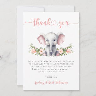Rosa Elephant Little Peanut Flicka Shower Tack Kort