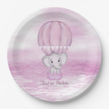 Rosa Elephant Luftballong Papper Plate