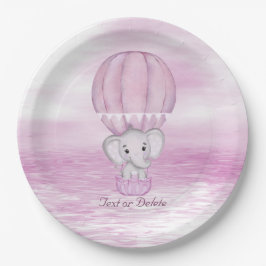 Rosa Elephant Luftballong Papper Plate