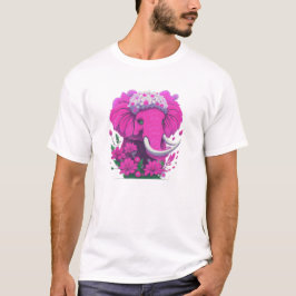 Rosa Elephant med daiseys T Shirt
