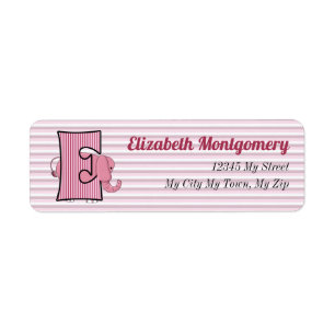Rosa Elephant Monogram Brev E Adress Returadress Etikett