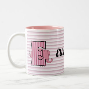 Rosa Elephant Monogrammed E Barn Två-Tonad Mugg
