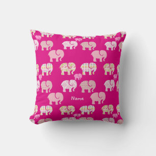 Rosa Elephant Named Nursery decor personlig Kudde