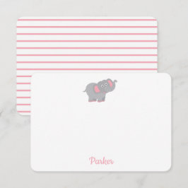 Rosa Elephant Personlig Kids Stationery Tack Kort