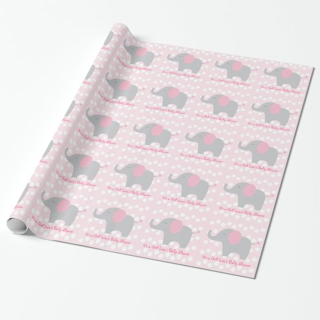 Rosa Elephant Personlig Wrapping Papper Presentpapper (Utrullad)