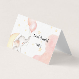 Rosa Elephant Place Card Kort