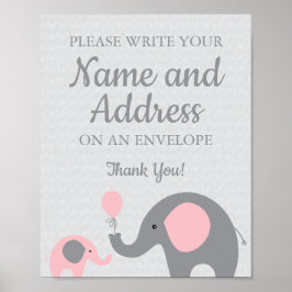 Rosa Elephant Skriva Ditt namn Adress på kuvertet Poster