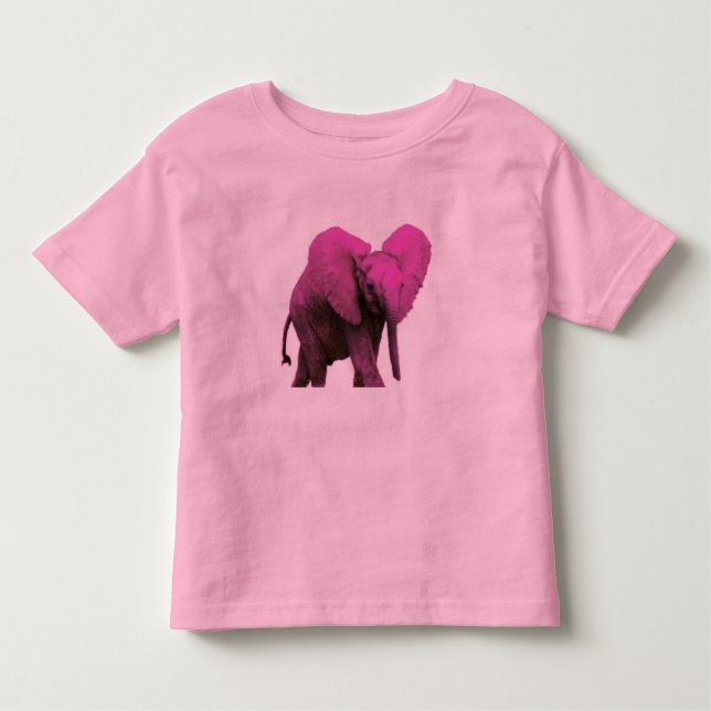 Rosa Elephant Småbarn T-shirt (Framsida)