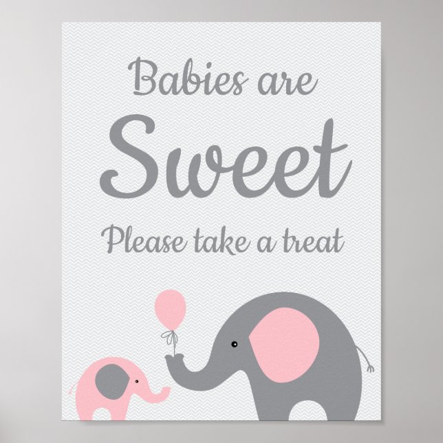 Rosa Elephant Spädbarn är Sweet (söt) Ta ett prov Poster (Framsidan)