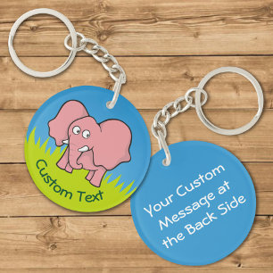 Rosa Elephant Tecknad Keychain