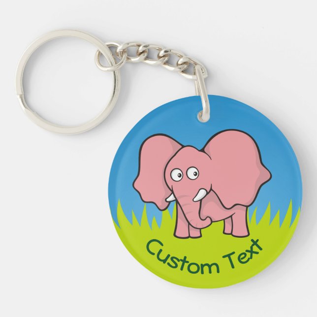 Rosa Elephant Tecknad Keychain (Framsidan)