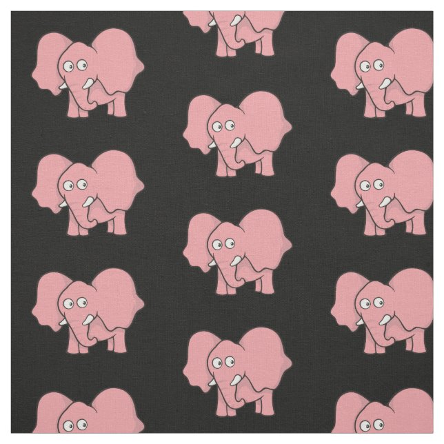 Rosa Elephant Tecknad Mönster Tyg (Provkarta)