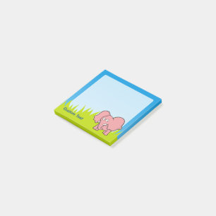 Rosa Elephant Tecknad Post-it Block
