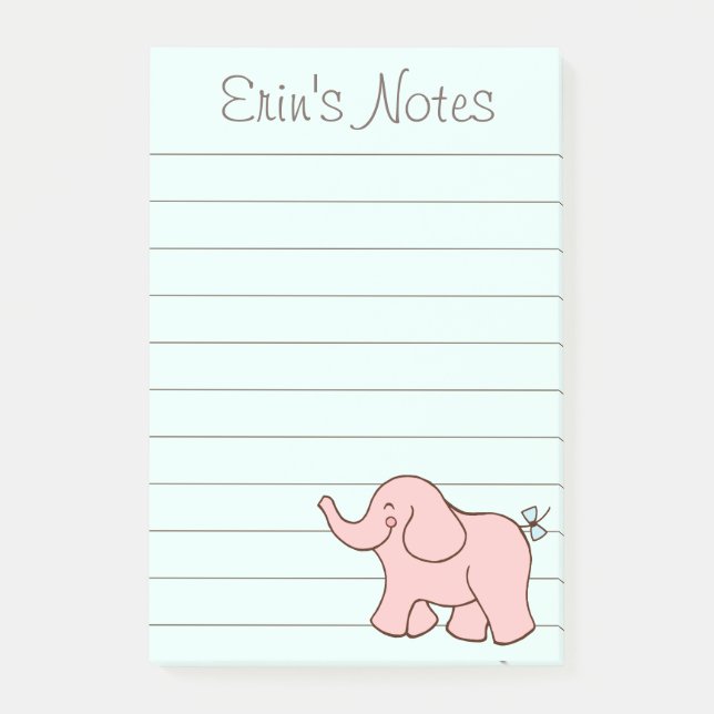 Rosa Elephant to Do List Post It Notes Gift Post-it Block (Framsida)