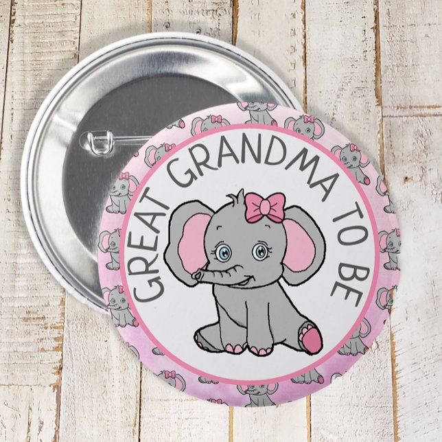 Rosa Elephant Underbar Grandma Be Baby Shower Knapp (Skapare uppladdad)