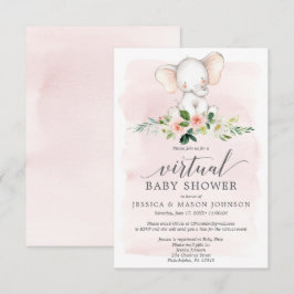 Rosa Elephant Virtuell Baby Shower-inbjudan Inbjudningar
