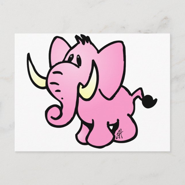 Rosa Elephant Vykort (Framsida)