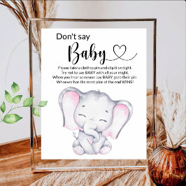 Rosa Elephant Watercolor Baby Shower Poster