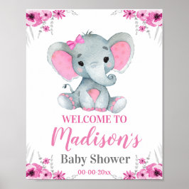 Rosa Elephant Welcome Sign, Girl Rustic Shower Poster