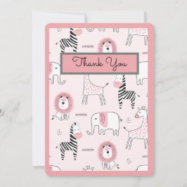 Rosa Elephant Zoo Animals Baby Shower Tack Kort