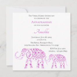 Rosa Elephants Annaprashan| Första Riset Inbjudningar