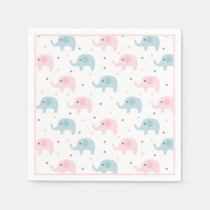 Rosa Elephants Girl Baby Shower Cute Cute Pappersservett