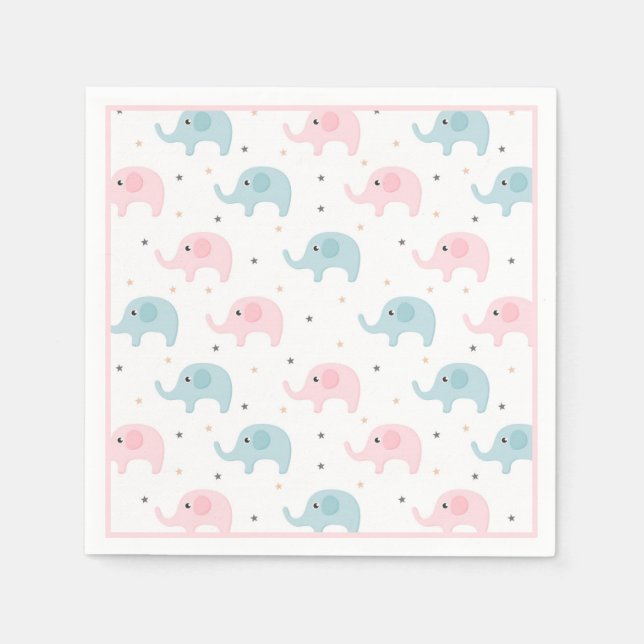Rosa Elephants Girl Baby Shower Cute Pappersservett (Framsidan)