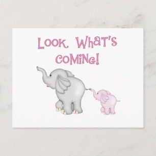 Rosa Elephants ser vad som kommer Vykort