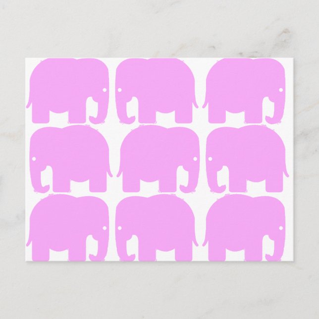Rosa Elephants Silhouette-vykort Vykort (Framsida)