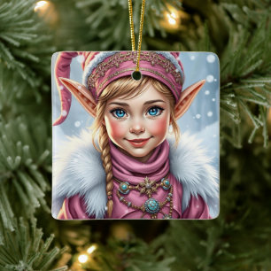 Rosa Elf Festive jul Julgransprydnad Keramik