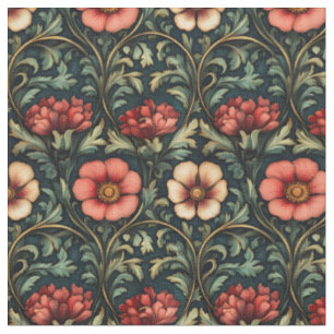 Rosa/Elfenbenskusten/Grönt Blommigt Art nouveau Tyg