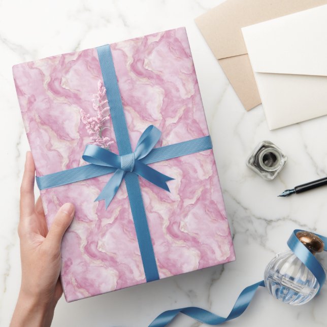 Rosa & Elfenbensmarmor  Presentpapper (Gifting)