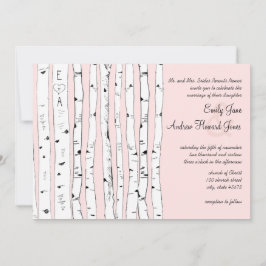 ROSA ELLER ANY FÄRG Birch Träd bröllopsinbjudninga Inbjudningar