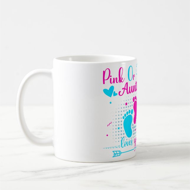 Rosa eller Blå Auntie Älskar Dig Söt Köns Avslöjan Kaffemugg (Vänster)