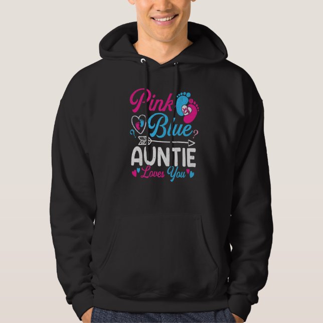 Rosa eller Blå Auntie Kärlek, du är Baby Gender Re Hoodie (Framsida)