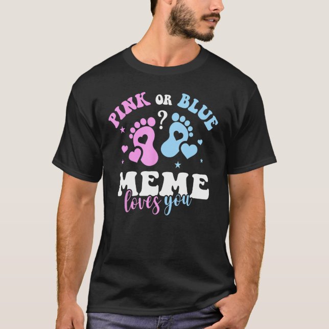 Rosa eller Blå Kärlek Du Baby Gender Visa sida T Shirt (Framsida)
