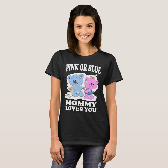 Rosa eller Blå Mamma-Kärlek som du Gender Visa Lev T Shirt (Hel framsida)