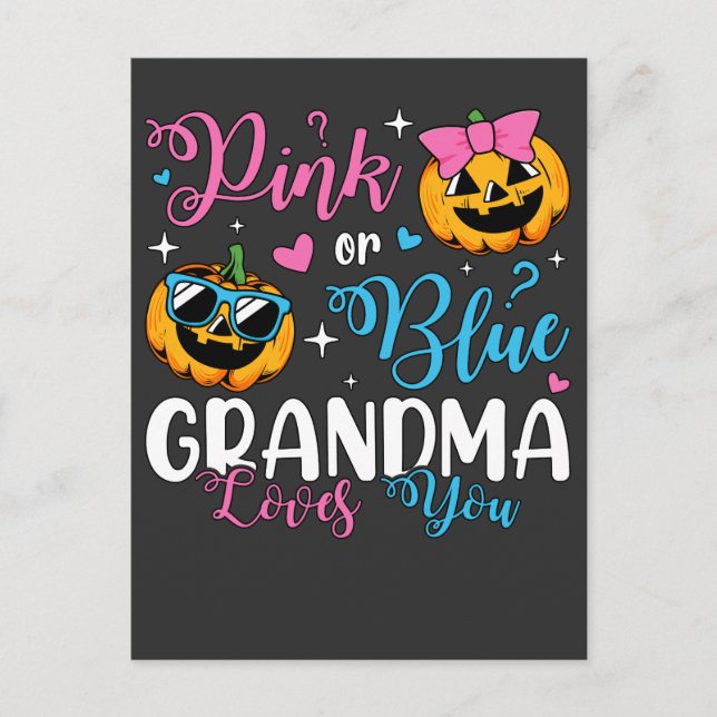 Rosa eller Blå Mormor älskar dig Pumpa Baby Vykort (Framsida)