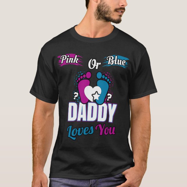 rosa eller blå pappa kärlek dig. t shirt (Framsida)