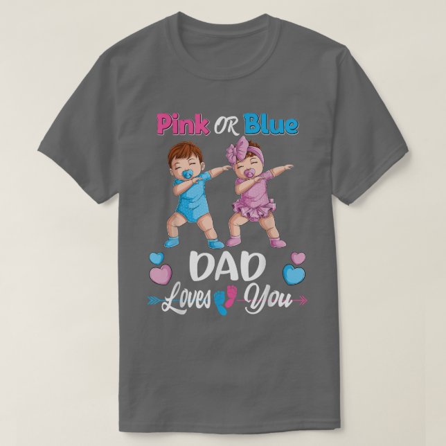 Rosa eller Blå Pappa Kärlek du Baby Gender Reveal  T Shirt (Design framsida)