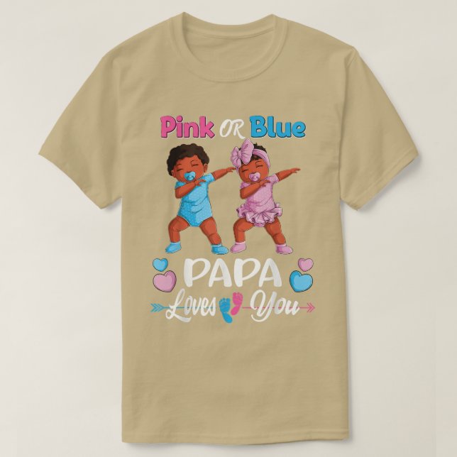 Rosa eller Blå Pappa-Kärlek, du svarta Baby-Gender T Shirt (Design framsida)
