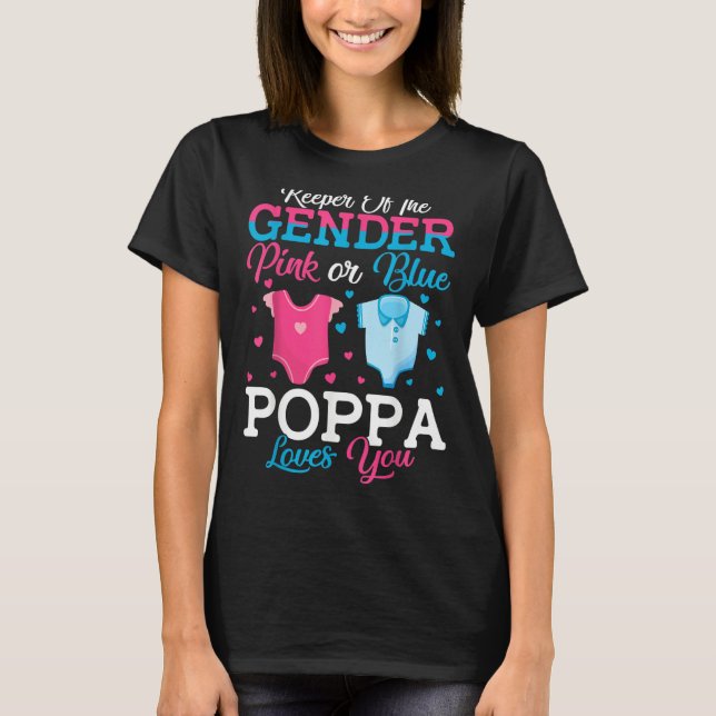 Rosa eller Blå Pappa Väktare Av Kön Pappa Älskar T Shirt (Framsida)