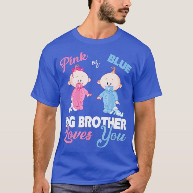 Rosa eller Blå storebror Kärlek, visning av Gender T Shirt (Framsida)